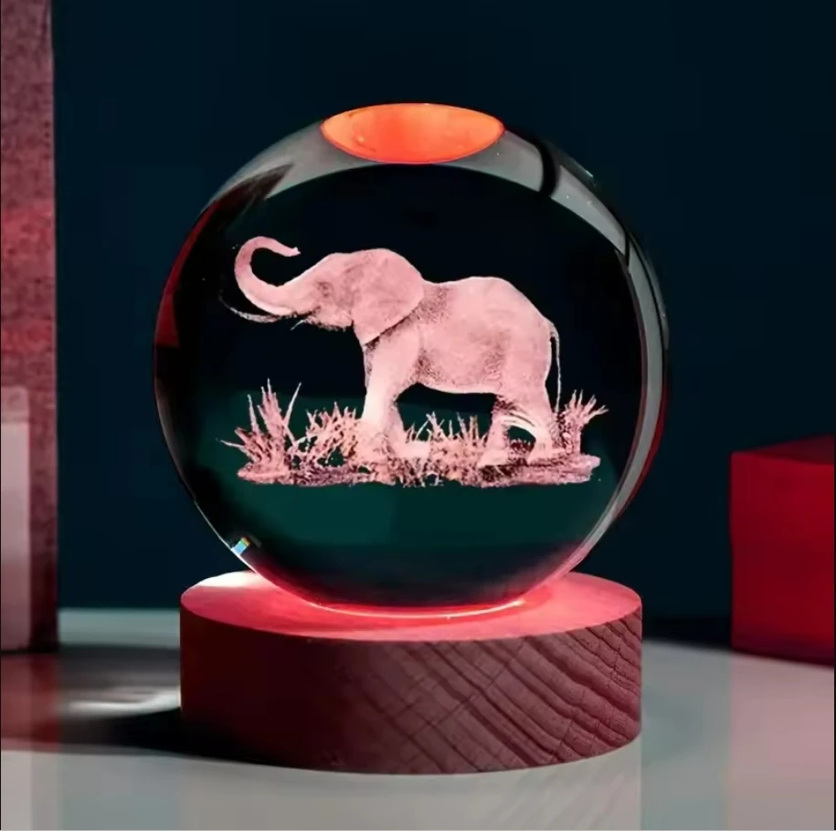 Unicorn 3D Crystal Ball Internal Carving Colorful Light