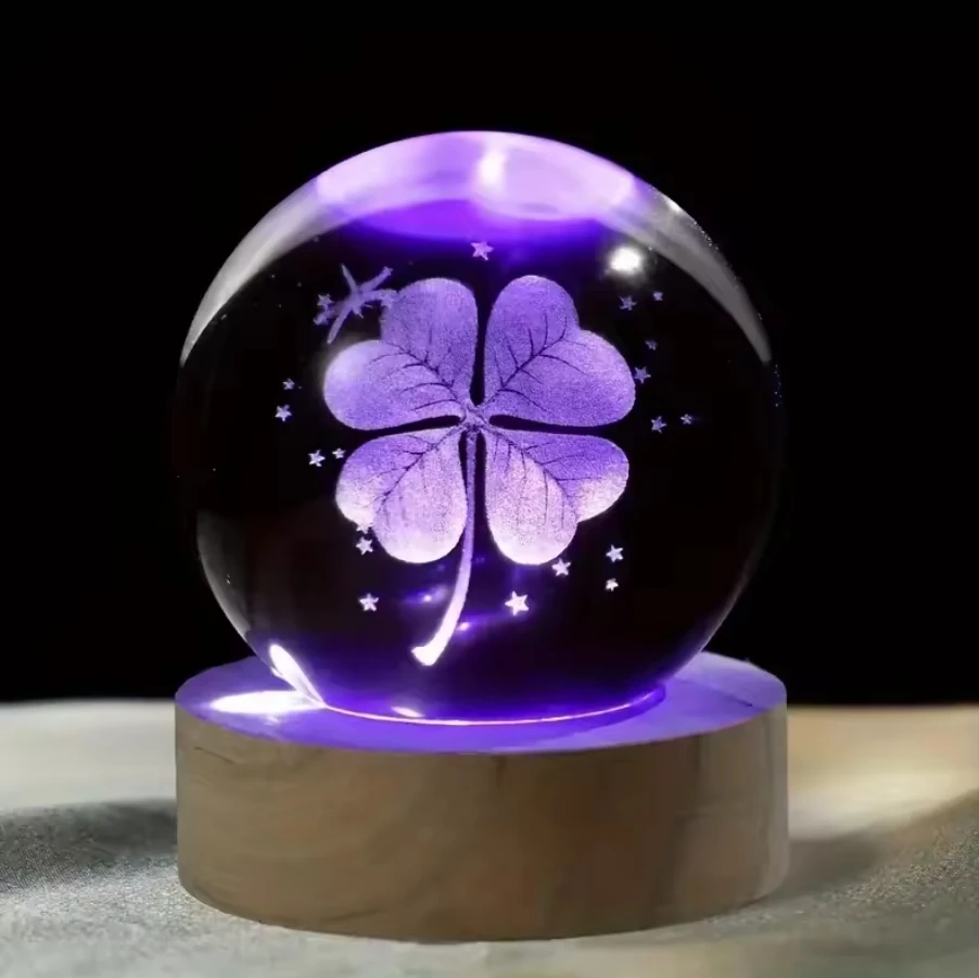 Unicorn 3D Crystal Ball Internal Carving Colorful Light